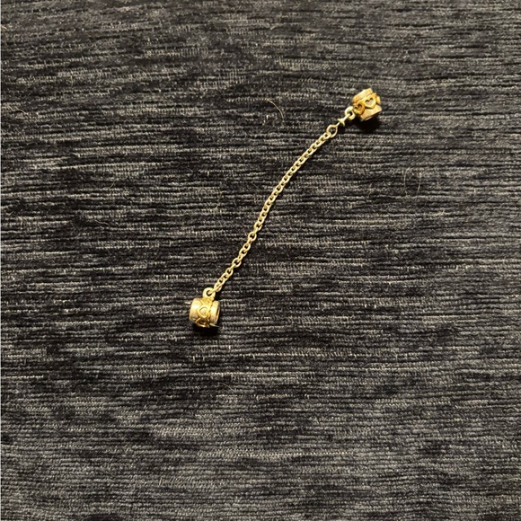 Retired Pandora 14k Hearts Sterling Silver Safety Chain Charm - Picture 3 of 9